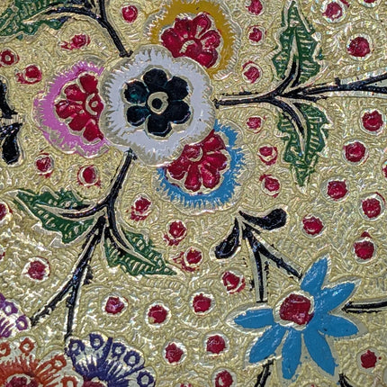 Hand - Painted Etched Brass Bowl · Where Ancient Metal Craft Blooms in Colour - The Ganges Store