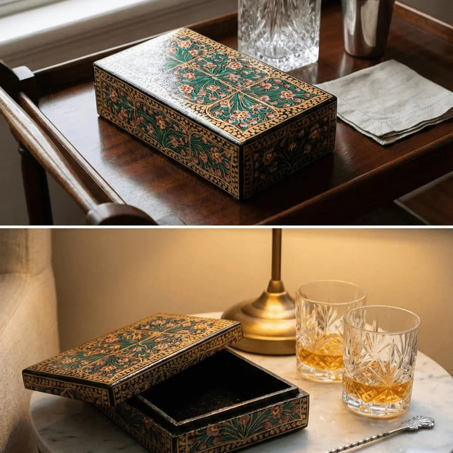 Handcrafted Kashmiri Papier - MÃ¢chÃ© Jewellery Box â€” Handmade Indian Artisanal - The Ganges Store