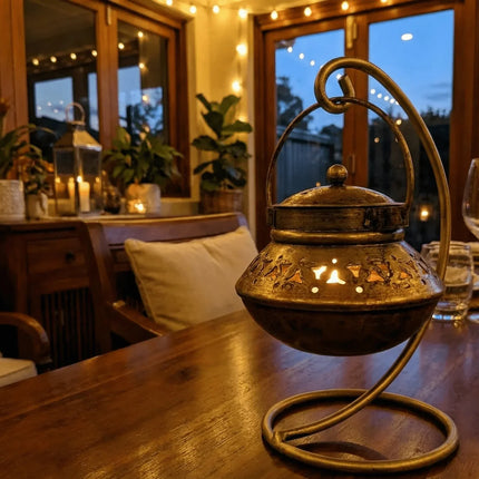 Hanging Tealight Pot Holder - Handmade Indian Artisan - The Ganges Store