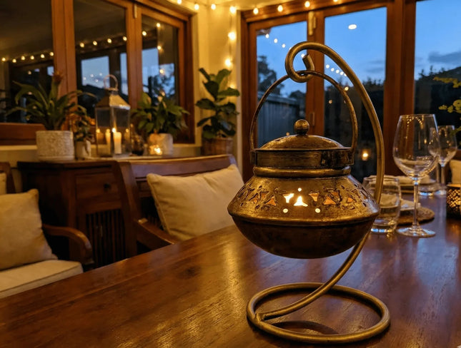 Hanging Tealight Pot Holder - Handmade Indian Artisan - The Ganges Store