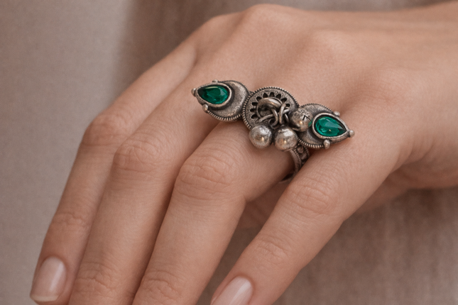Contemporary Horizontal Statement Ring – Handmade Indian Artisanal