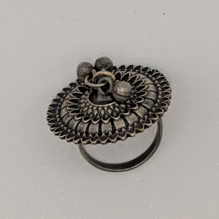 Playful "Ghungroo" Accent Ring in Oxidized Silver – Handmade Indian Artisanal