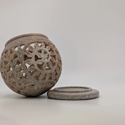 Intricate Marble Tealight Holder — Handmade Indian Artisanal - The Ganges Store