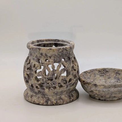 Intricately Carved Candle and Oil Warmer - Handmade Indian Artisan - The Ganges Store