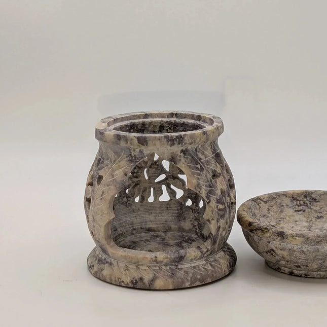 Intricately Carved Candle and Oil Warmer - Handmade Indian Artisan - The Ganges Store