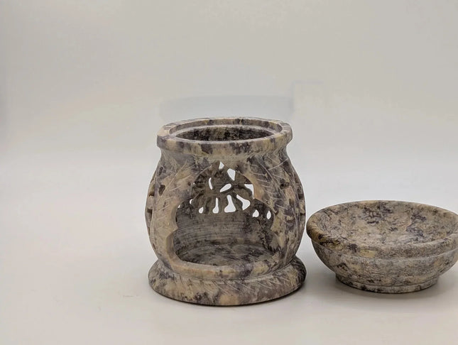 Intricately Carved Candle and Oil Warmer - Handmade Indian Artisan - The Ganges Store