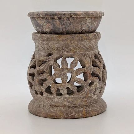 Intricately Carved Candle and Oil Warmer - Handmade Indian Artisan - The Ganges Store