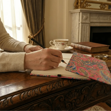 Magnificent Paisley Handmade Notebook - Traditional Indian Textile & Handcrafted Paper (18Ã—18 cm) - The Ganges Store