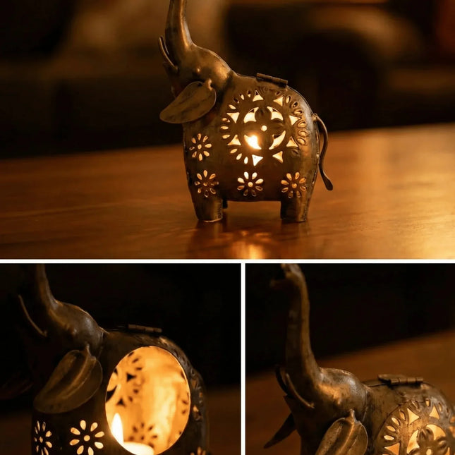 Majestic Elephant Tealight Holder â€” Handmade Indian Artisanal - The Ganges Store