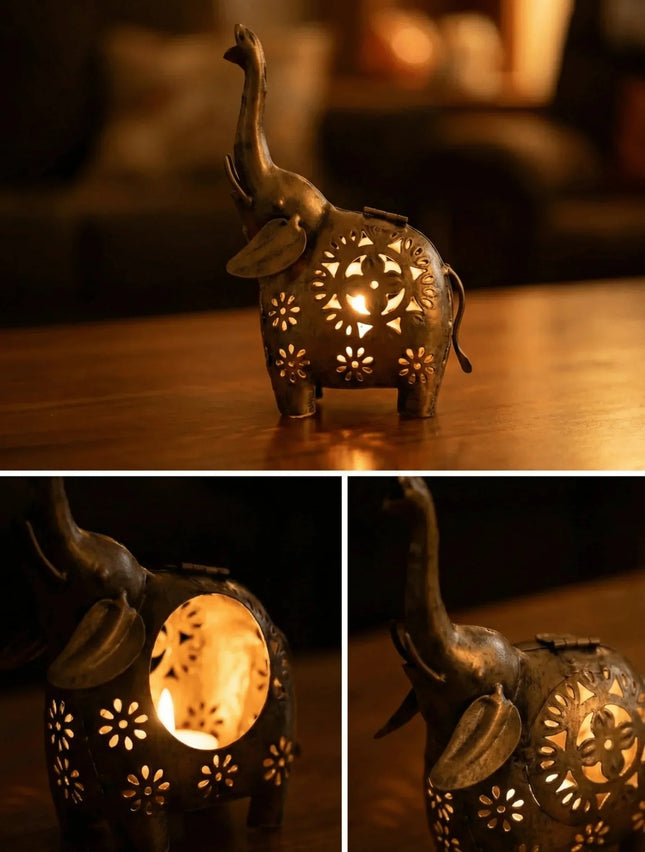Majestic Elephant Tealight Holder — Handmade Indian Artisanal - The Ganges Store