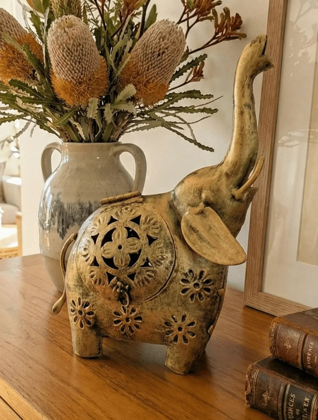 Majestic Elephant Tealight Holder — Handmade Indian Artisanal - The Ganges Store
