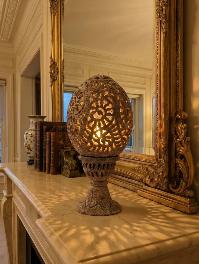 Majestic Jaipur Marble Shade Tealight Holder — Handmade Indian Artisanal - The Ganges Store