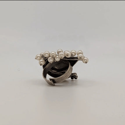 Majestic Peacock Pride Ring in Silver Brass – Handmade Indian Artisanal - The Ganges Store