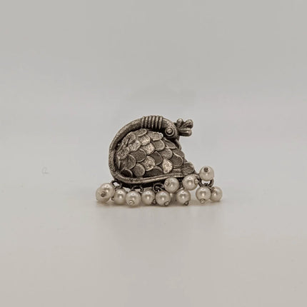Majestic Peacock Pride Ring in Silver Brass – Handmade Indian Artisanal - The Ganges Store