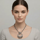 Mesmerizing Moon Necklace in Oxidized German Silver - Handmade Indian Artisanal - The Ganges Store