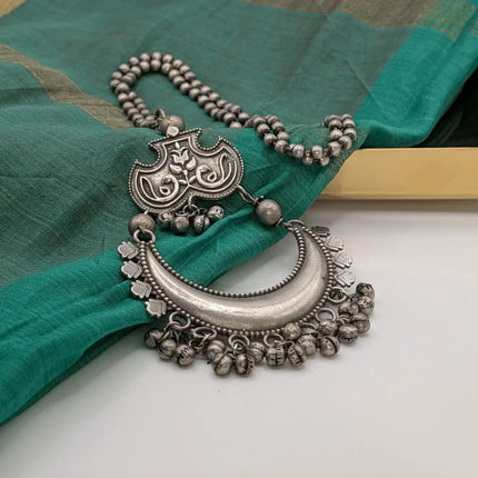 Mesmerizing Moon Necklace in Oxidized German Silver - Handmade Indian Artisanal - The Ganges Store