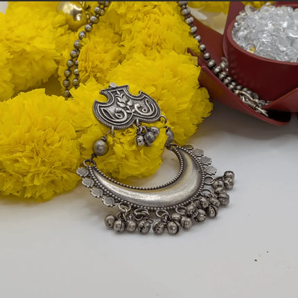 Mesmerizing Moon Necklace in Oxidized German Silver - Handmade Indian Artisanal - The Ganges Store
