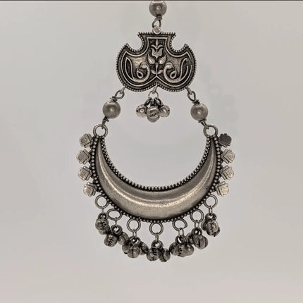 Mesmerizing Moon Necklace in Oxidized German Silver - Handmade Indian Artisanal - The Ganges Store