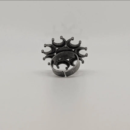Mystical Half - Moon Ring in Oxidized Finish – Handmade Indian Artisanal - The Ganges Store