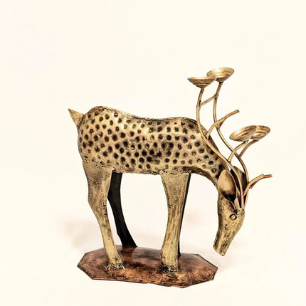 Pair of Deer (Bowing) with tealight holders - Handcrafted Indian Home DÃ©cor - The Ganges Store