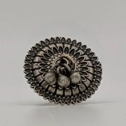 Playful "Ghungroo" Accent Ring in Oxidized Silver – Handmade Indian Artisanal - The Ganges Store
