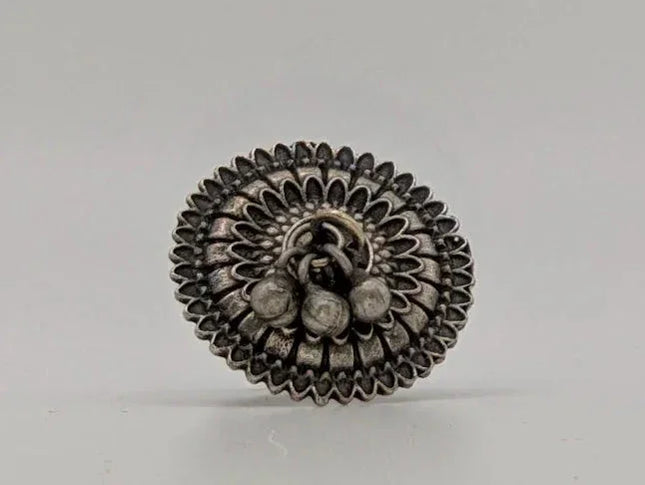 Playful "Ghungroo" Accent Ring in Oxidized Silver – Handmade Indian Artisanal - The Ganges Store