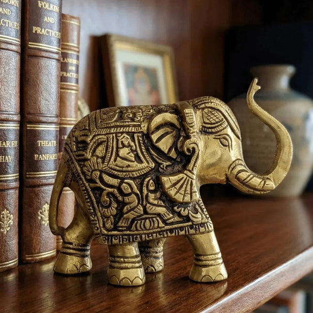 Premium Brass Elephant Sculpture (Variant 1) â€” Handmade Indian Artisanal - The Ganges Store