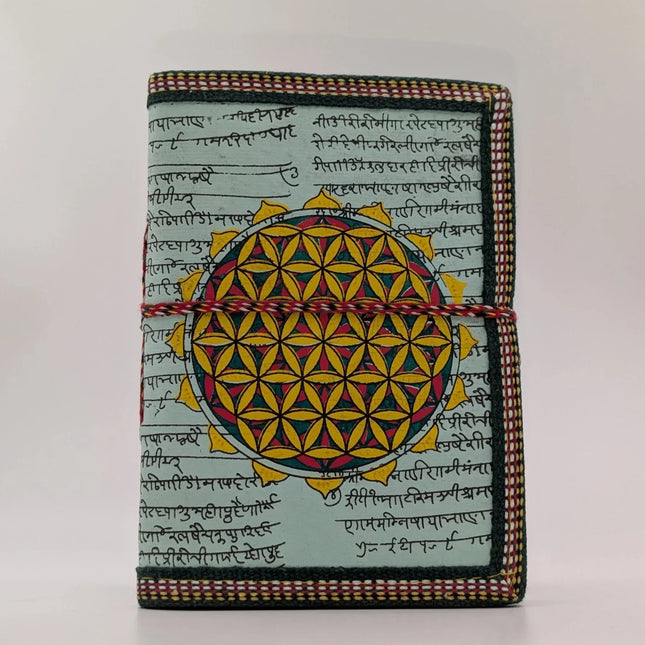 Quaint Handmade Notebook with Script & Hamsa Motif - 96 Pages - The Ganges Store