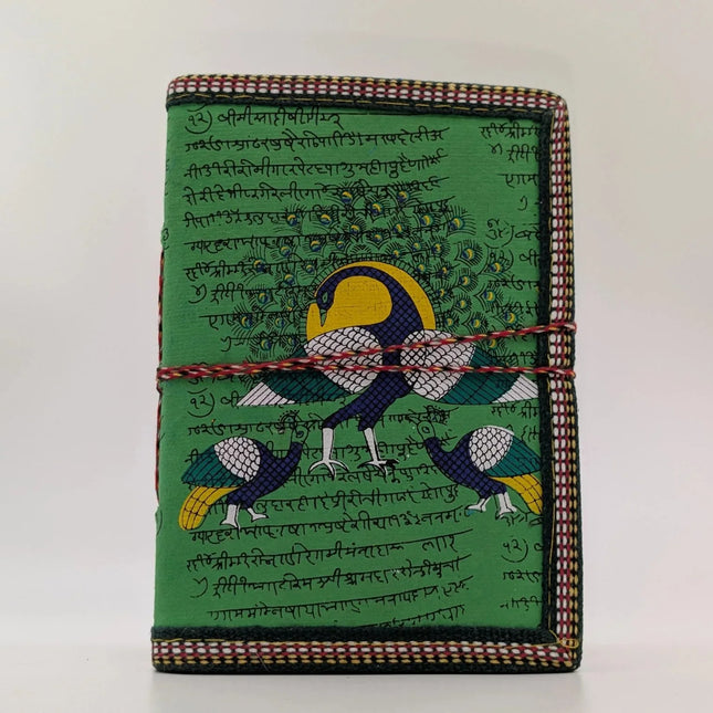 Quaint Handmade Notebook with Script & Hamsa Motif - 96 Pages - The Ganges Store