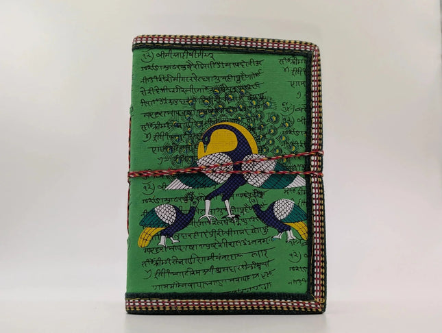 Quaint Handmade Notebook with Script & Hamsa Motif - 96 Pages - The Ganges Store