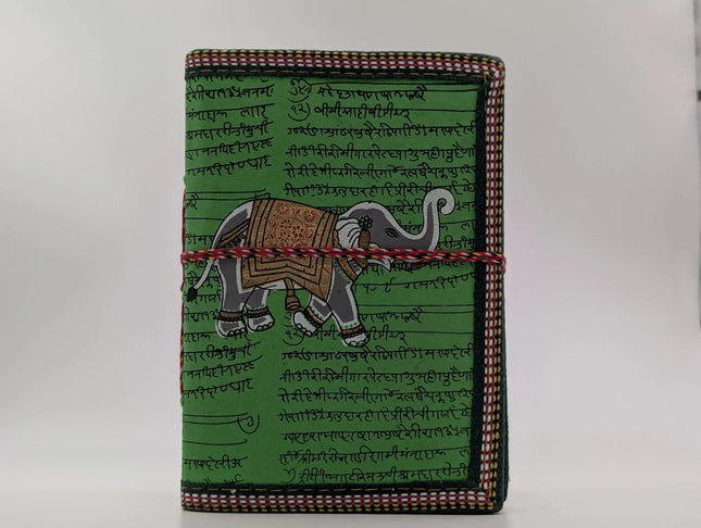 Quaint Handmade Notebook with Script & Hamsa Motif - 96 Pages - The Ganges Store