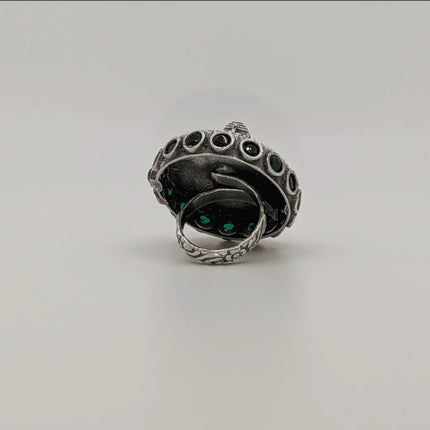 Regal Elephant Motif Ring in Silver Brass – Handmade Indian Artisanal - The Ganges Store