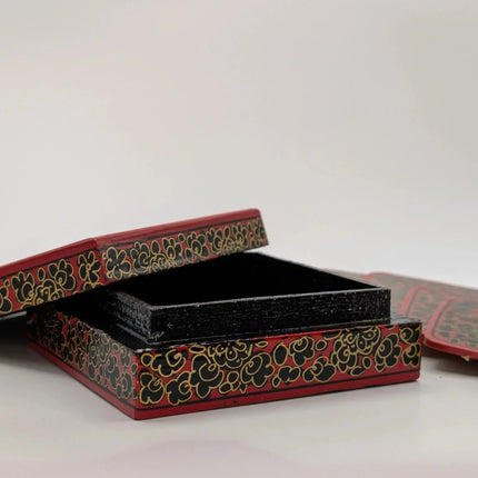 Regal Kashmiri Papier - MÃ¢chÃ© Coaster Set (Square) â€” Handmade Indian Artisanal - The Ganges Store