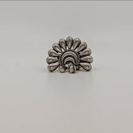 Sacred Lotus Motif Ring in Silver Finish – Handmade Indian Artisanal - The Ganges Store