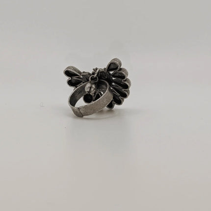 Sacred Lotus Motif Ring in Silver Finish – Handmade Indian Artisanal - The Ganges Store