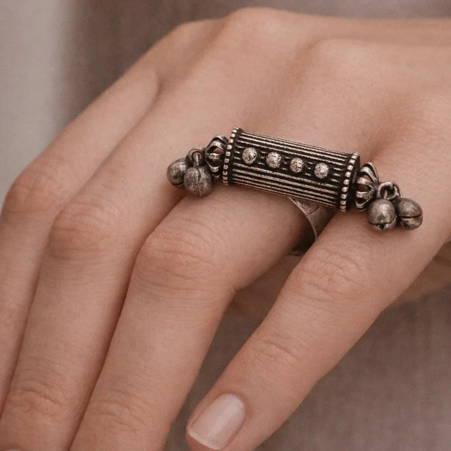 Statement Ring - Cylindrical with bells - The Ganges Store