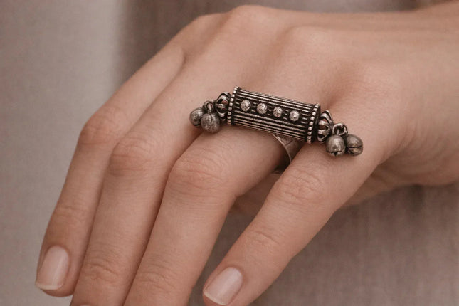 Statement Ring - Cylindrical with bells - The Ganges Store