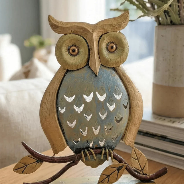 Striking Metal Owl Tealight Holder â€” Handmade Indian Artisanal - The Ganges Store