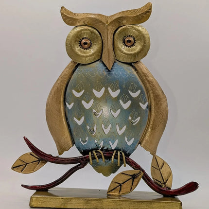 Striking Metal Owl Tealight Holder â€” Handmade Indian Artisanal - The Ganges Store