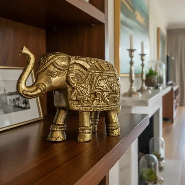 Stunning Brass Elephant Sculpture (Variant 2) â€” Handmade Indian Artisanal - The Ganges Store