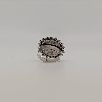 Timeless Floral Pattern Ring in Silver Finish – Handmade Indian Artisanal - The Ganges Store