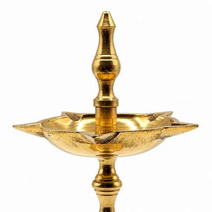 Traditional Kerala Handcrafted Brass Nilavilakku — Medium Pooja Oil Lamp (Set of 2 lamps)