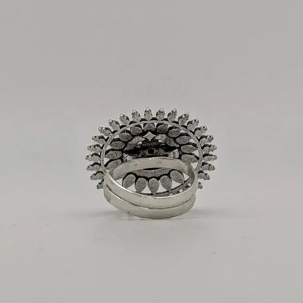 Vibrant Coloured Enamel Ring in Silver Finish – Handmade Indian Artisanal - The Ganges Store