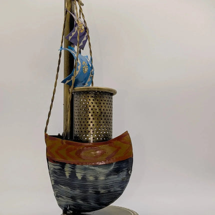 Vibrant Metal Ship Pen Stand â€” Handmade Indian Artisanal - The Ganges Store