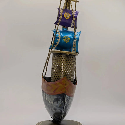 Vibrant Metal Ship Pen Stand â€” Handmade Indian Artisanal - The Ganges Store