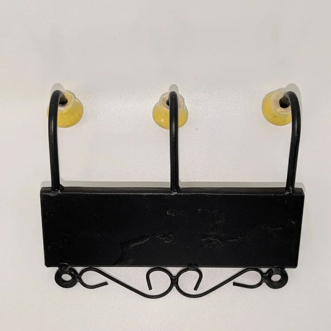 Vibrant Triple Ceramic Hook - Hand - Painted Indian Wall Hanger - The Ganges Store