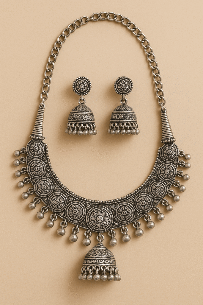 Stylish silver oxidised jewellery